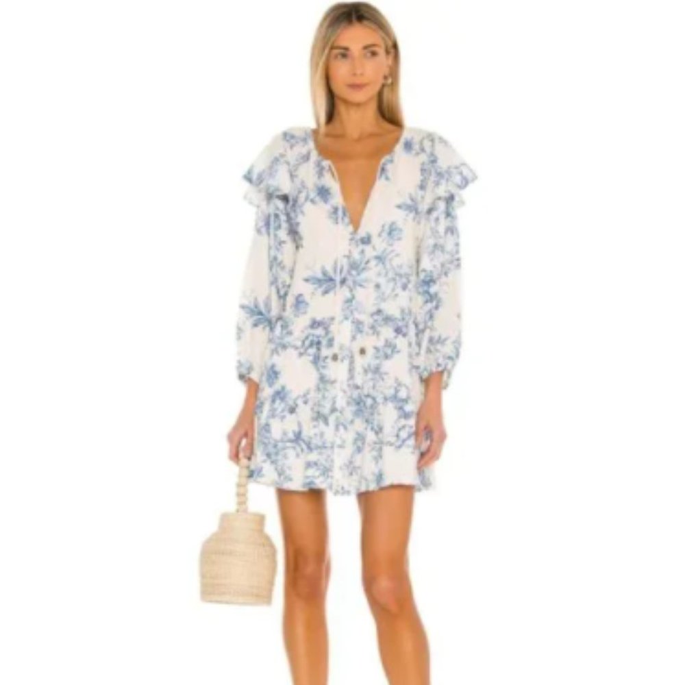 Free People Sunbaking Swing Ruffle Swing Floral Dress Tea Combo Size S